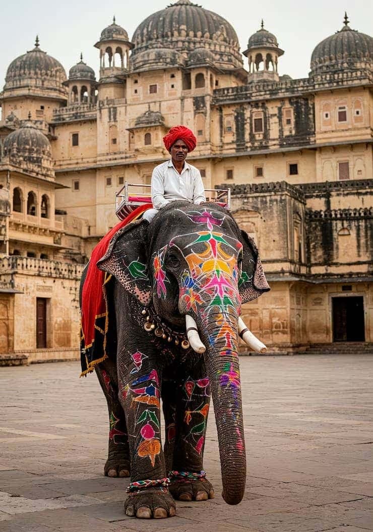 Man riding elephant, Rajasthani culture